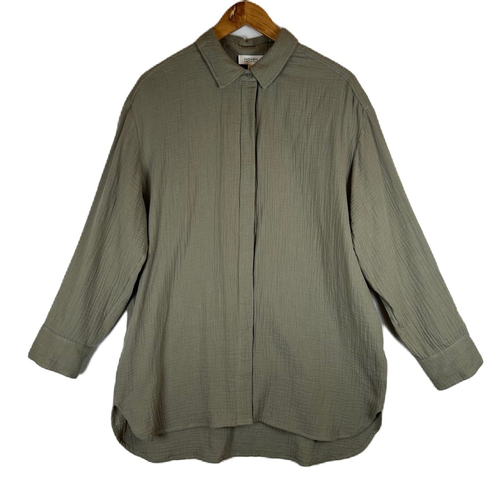 Haven Well Within Green‎ Double Gauze Cotton Oversized Button Down Shirt M